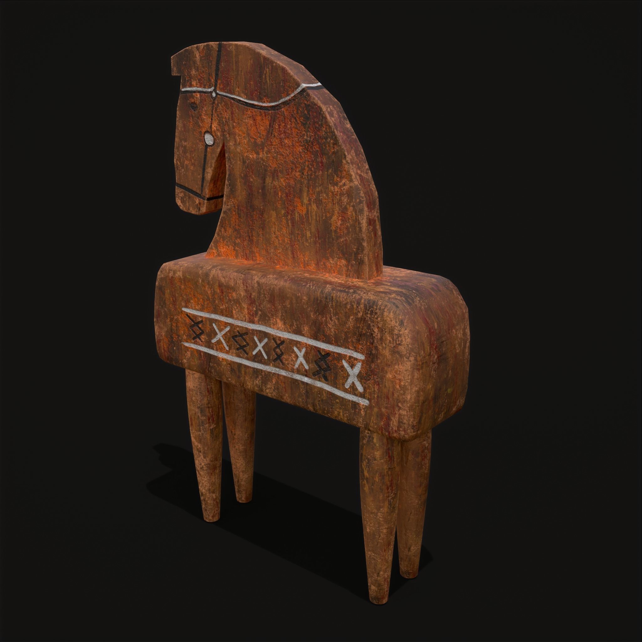 Rustic Hand Painted Toy Horse Low-poly 3D model_17