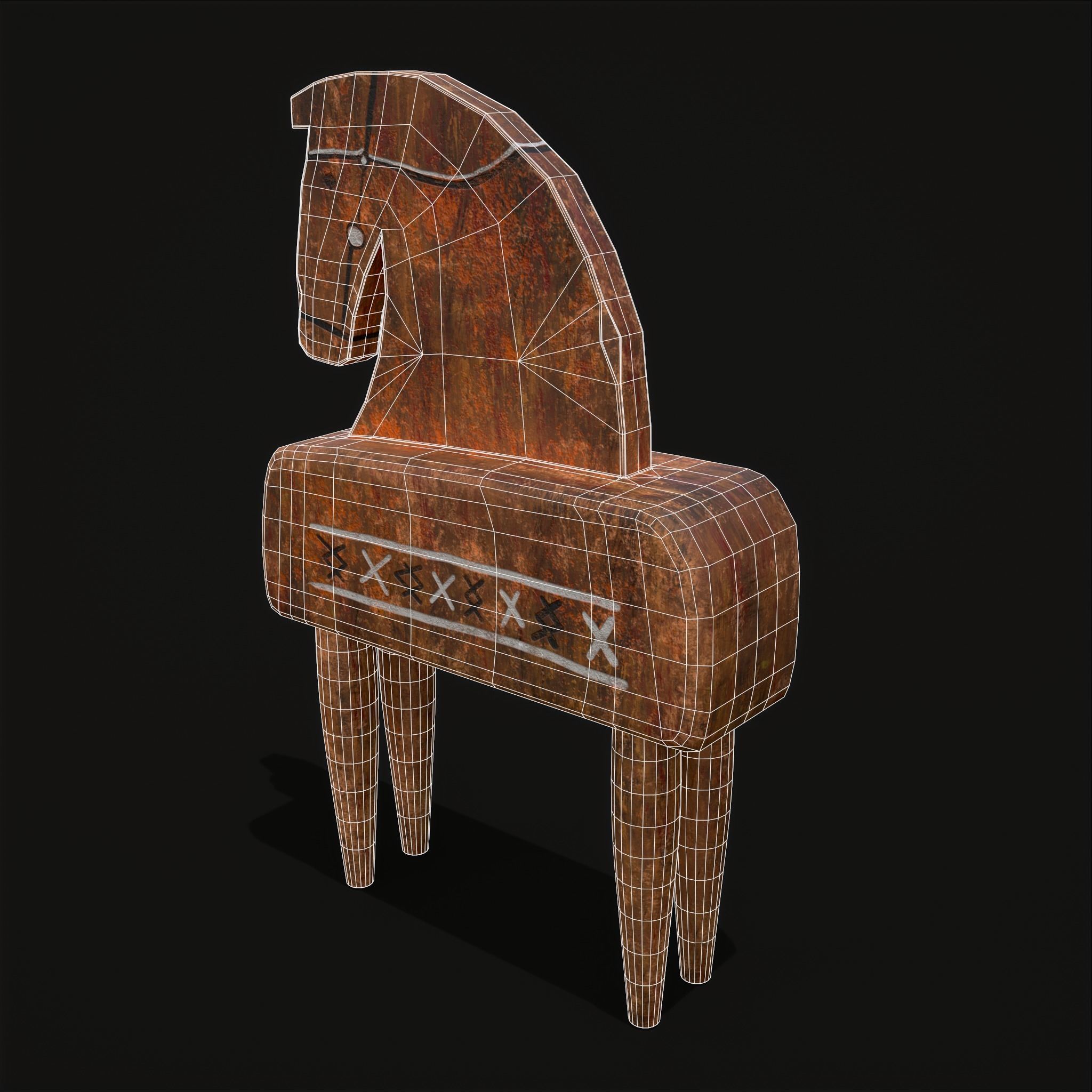 Rustic Hand Painted Toy Horse Low-poly 3D model_18