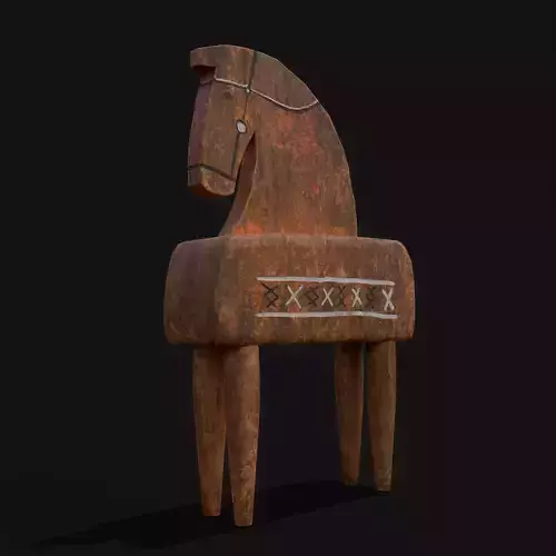 Rustic Hand Painted Toy Horse Low-poly 3D model