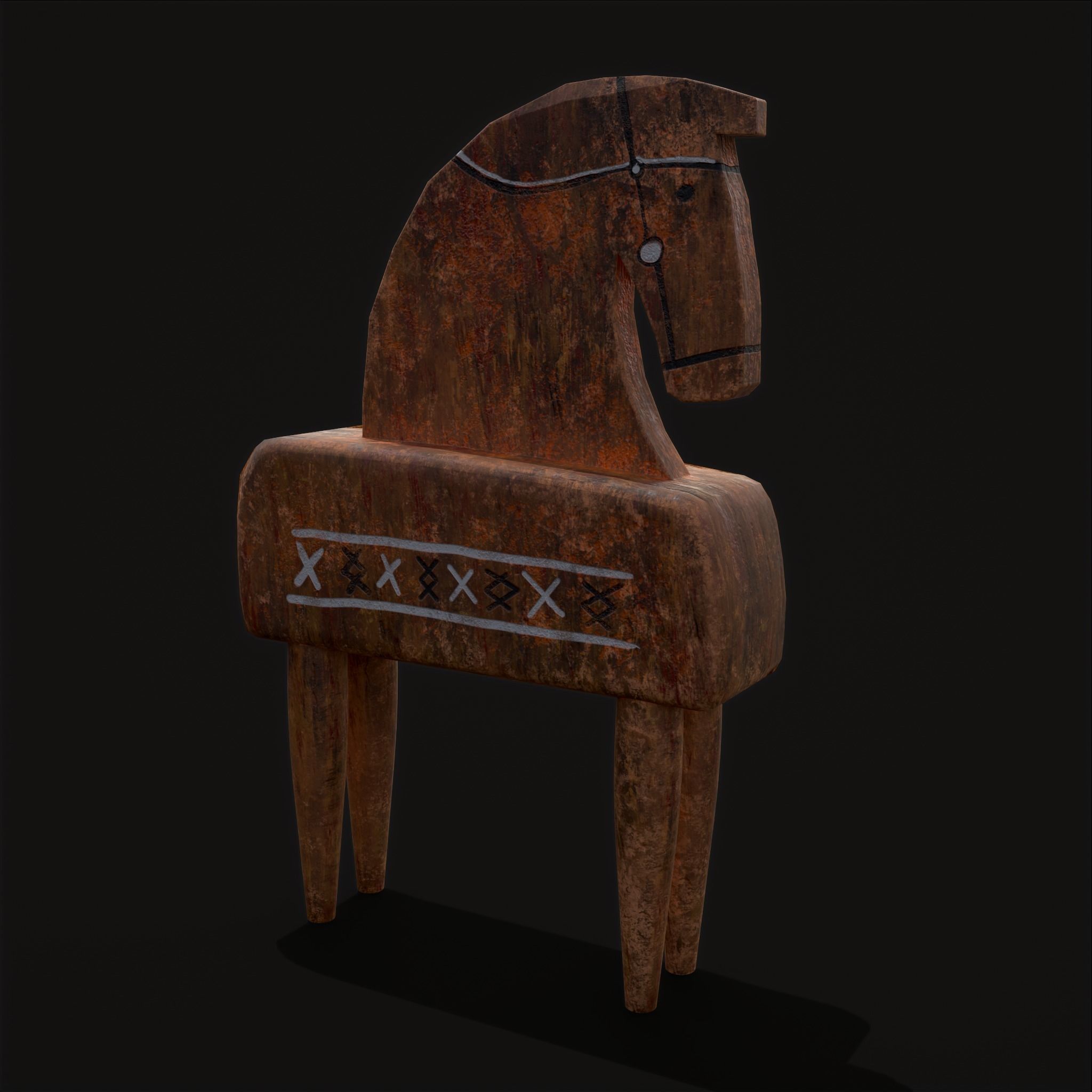 Rustic Hand Painted Toy Horse Low-poly 3D model_19