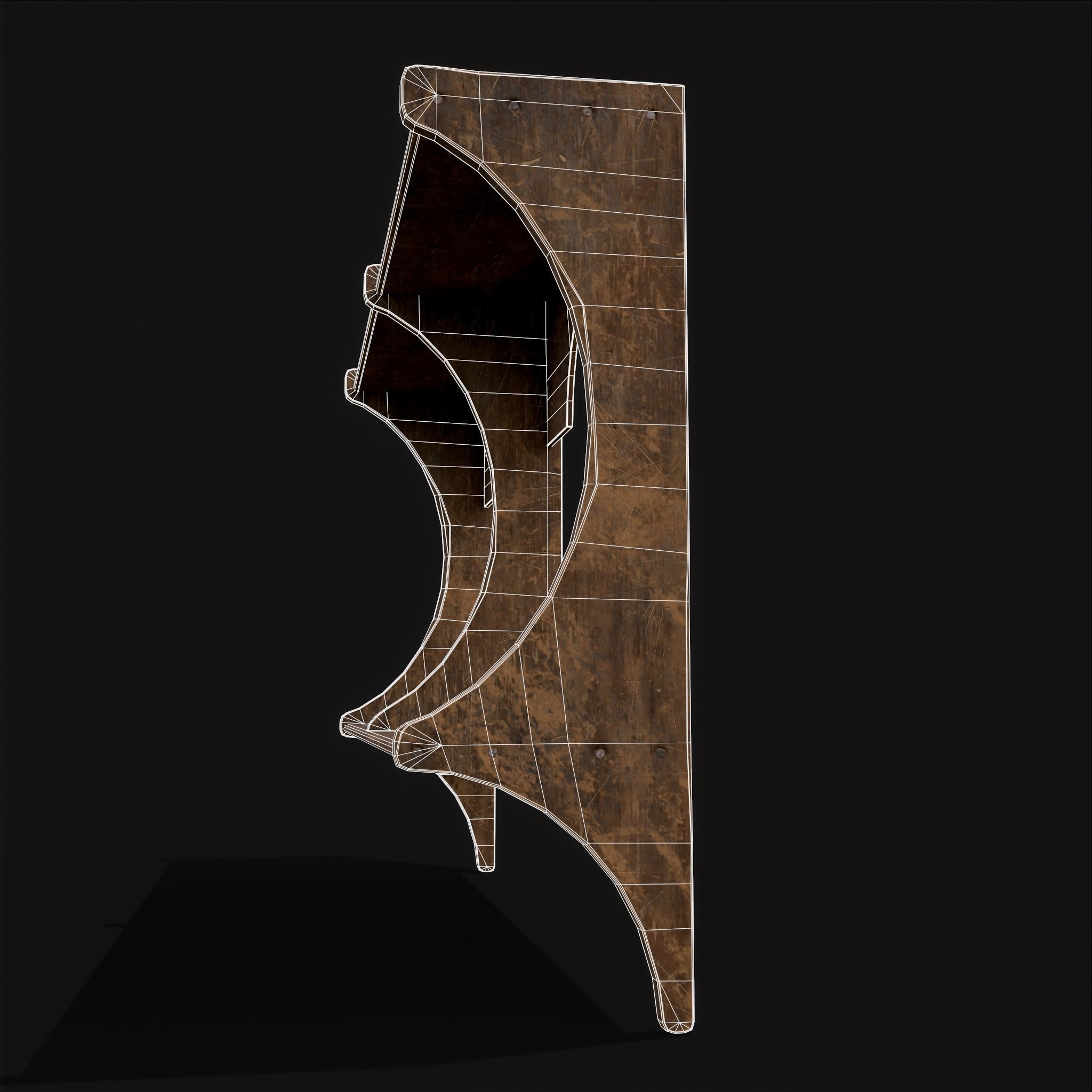 Rustic Wooden Wall Mounted Shelf  Low-poly 3D model_10