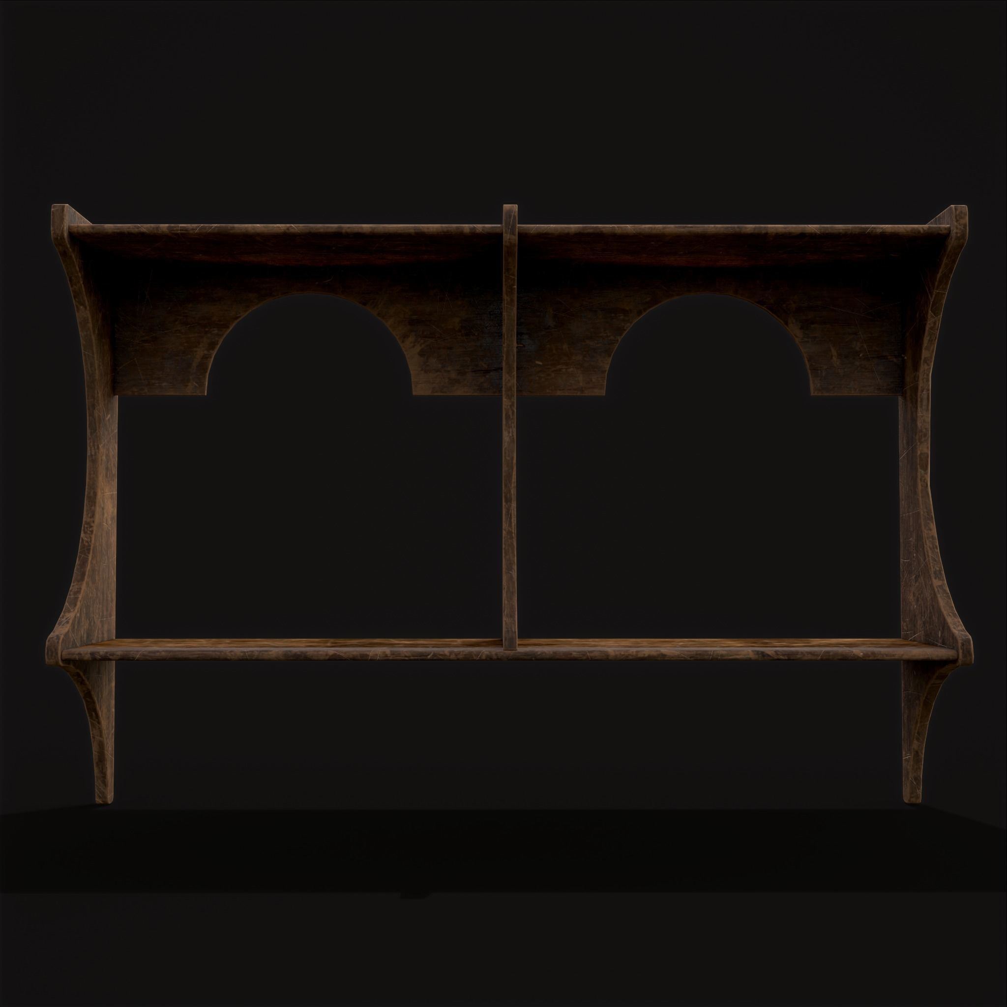 Rustic Wooden Wall Mounted Shelf  Low-poly 3D model_15