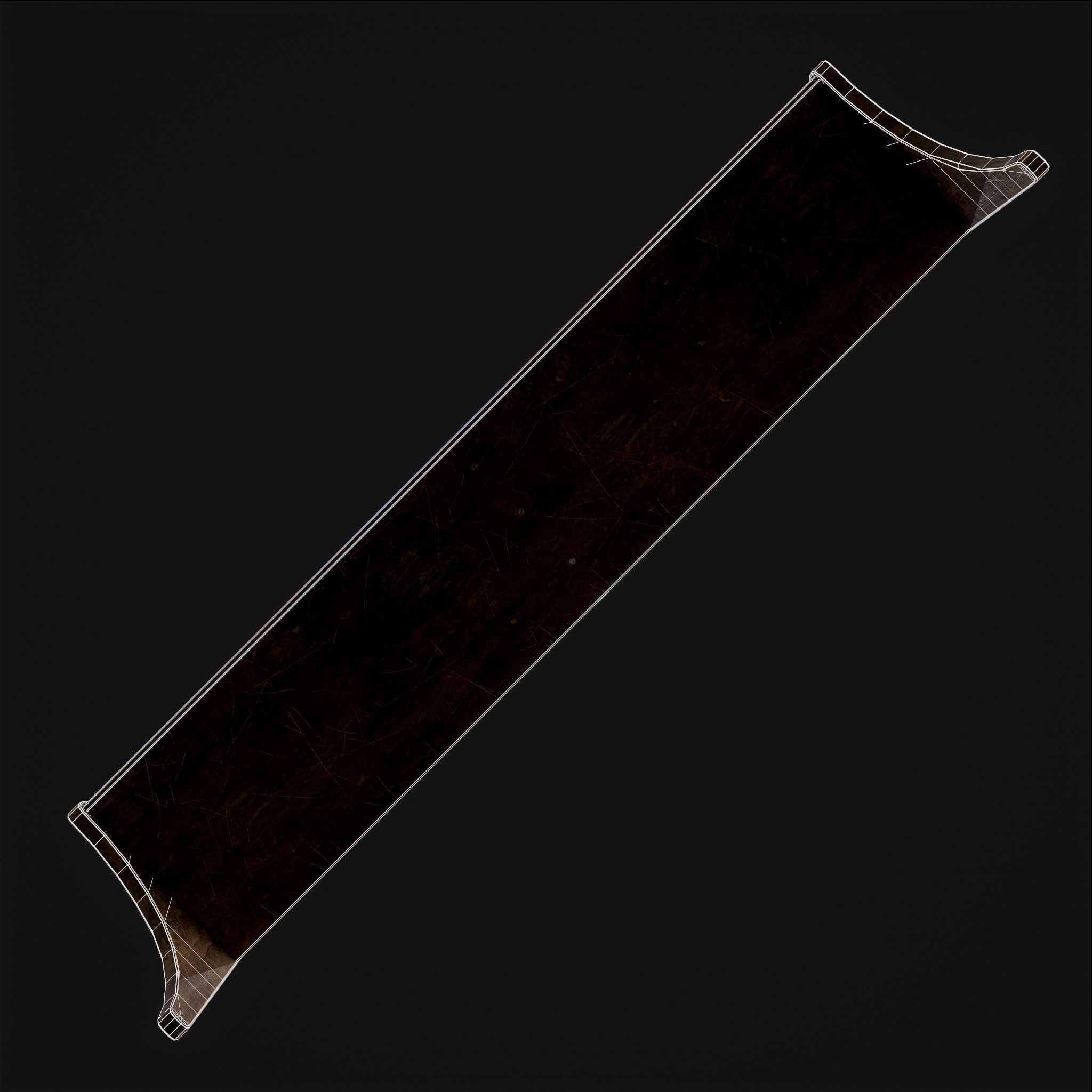 Rustic Wooden Wall Mounted Shelf  Low-poly 3D model_14