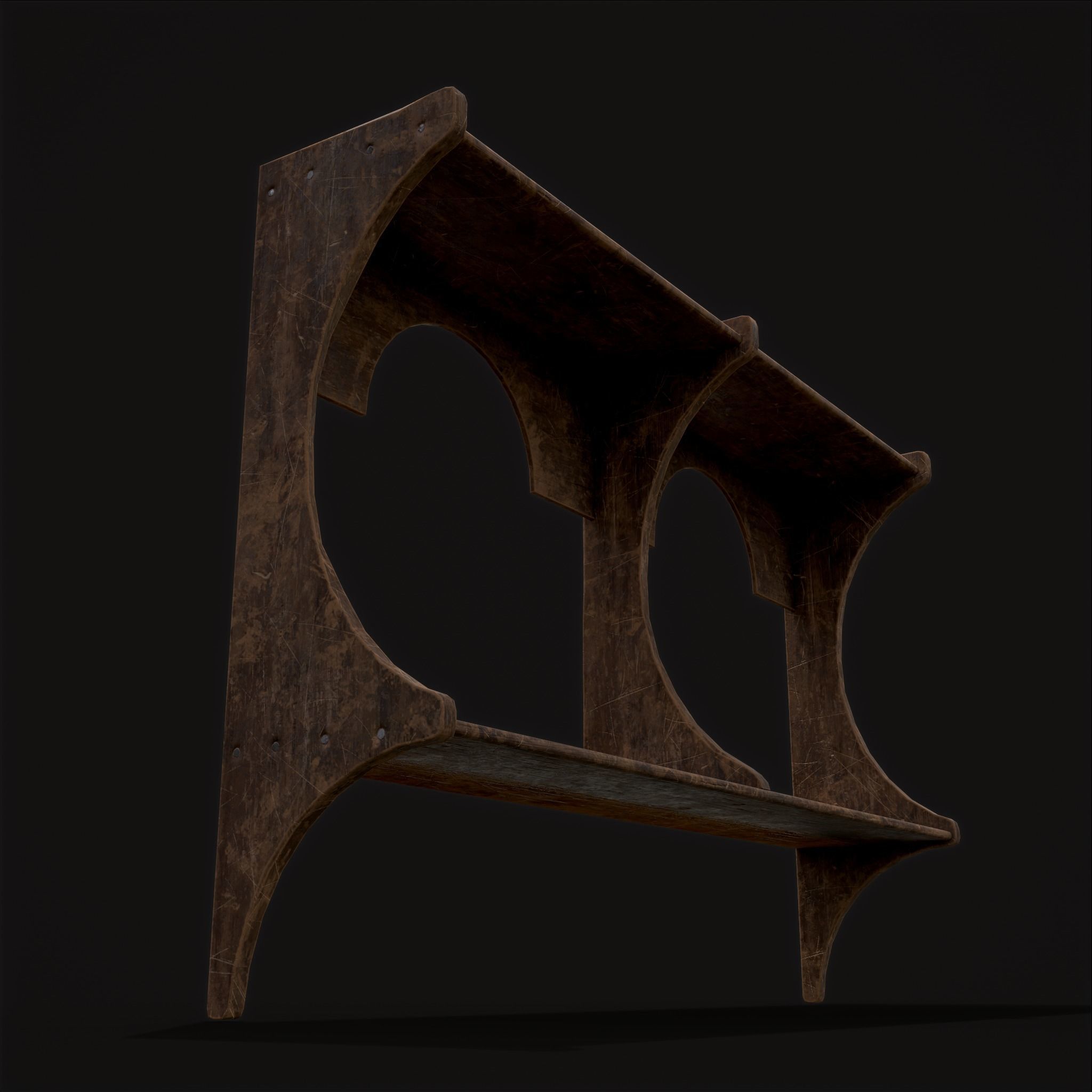 Rustic Wooden Wall Mounted Shelf  Low-poly 3D model_11