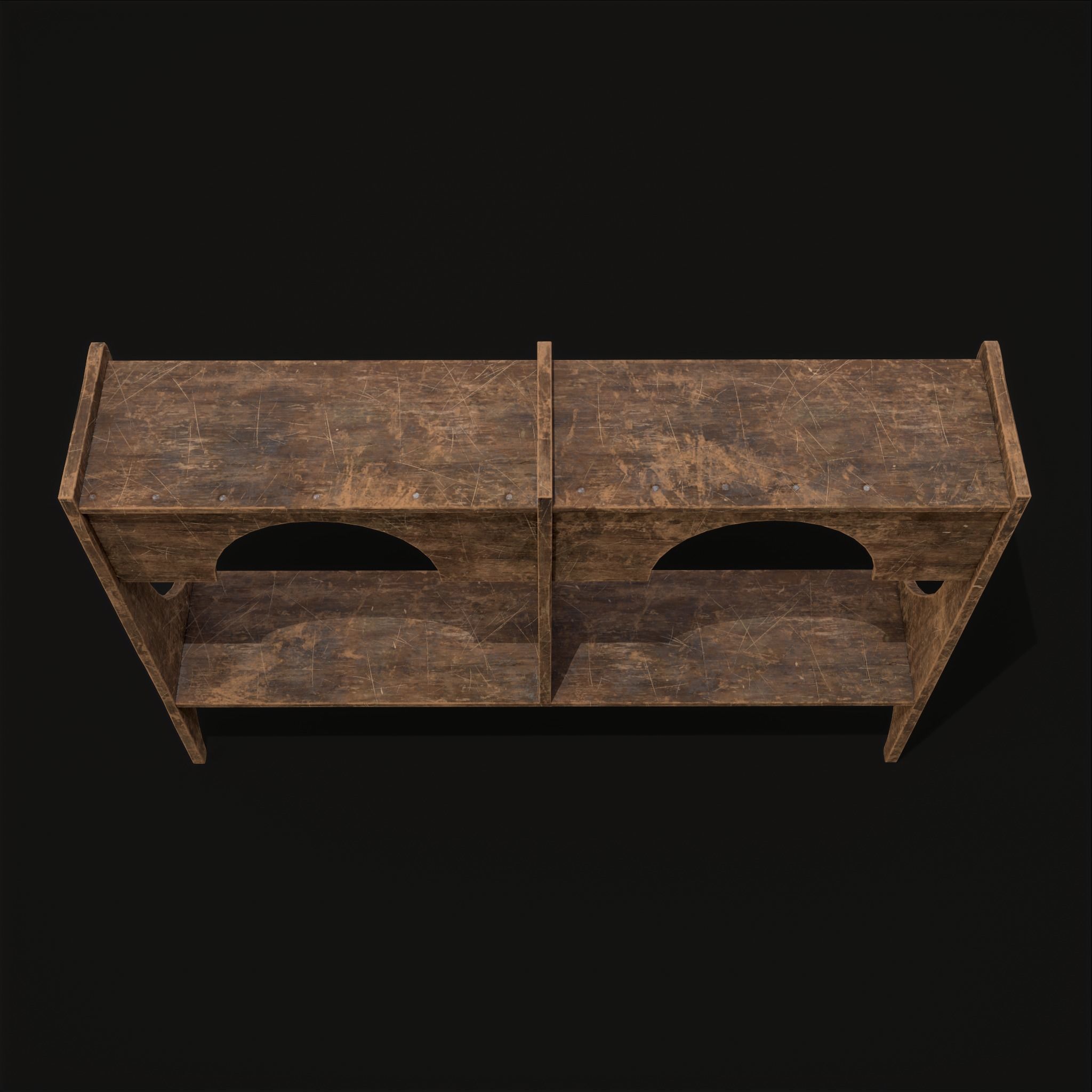 Rustic Wooden Wall Mounted Shelf  Low-poly 3D model_7