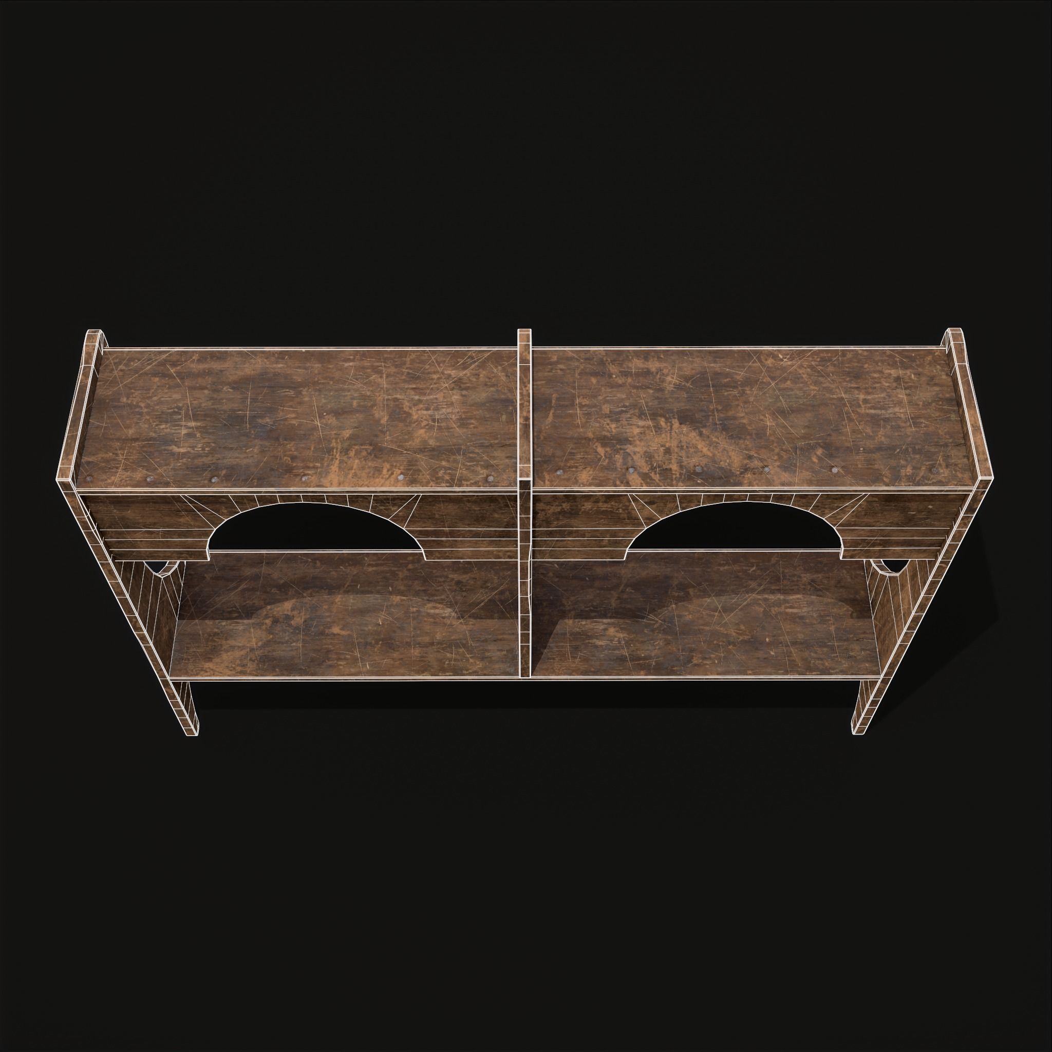 Rustic Wooden Wall Mounted Shelf  Low-poly 3D model_8