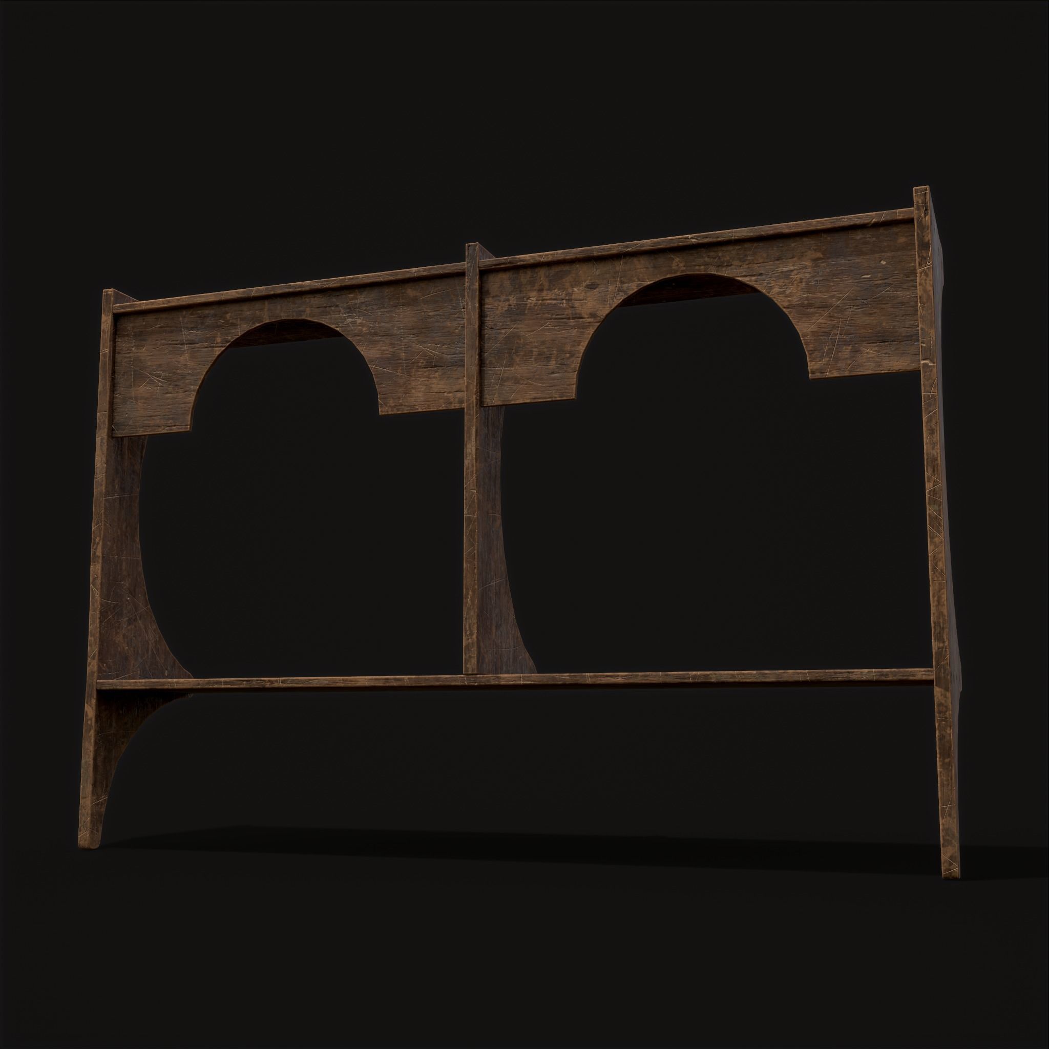 Rustic Wooden Wall Mounted Shelf  Low-poly 3D model_5