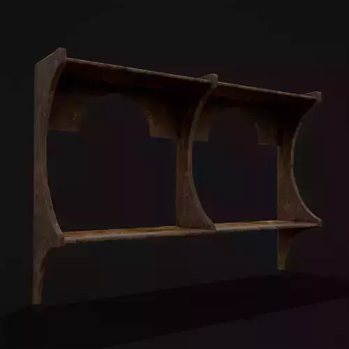 Rustic Wooden Wall Mounted Shelf  Low-poly 3D model