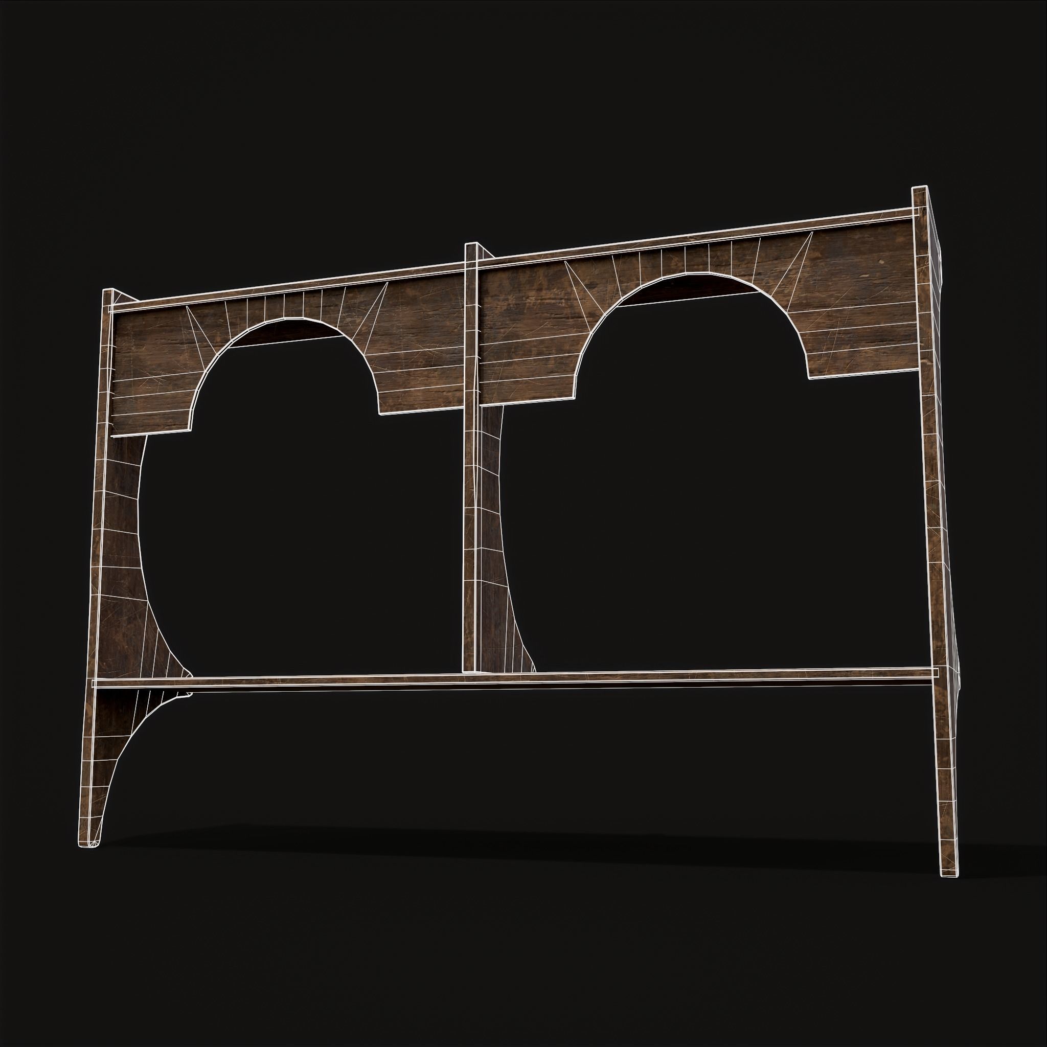 Rustic Wooden Wall Mounted Shelf  Low-poly 3D model_6