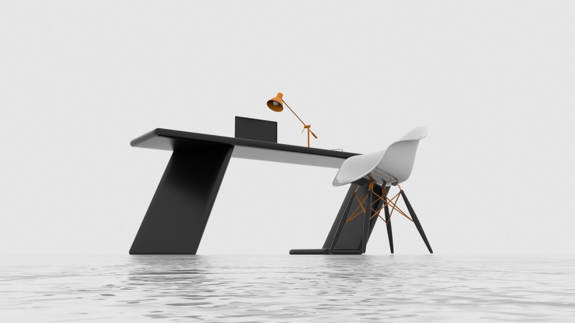 Modern Desk Design 3D model_4