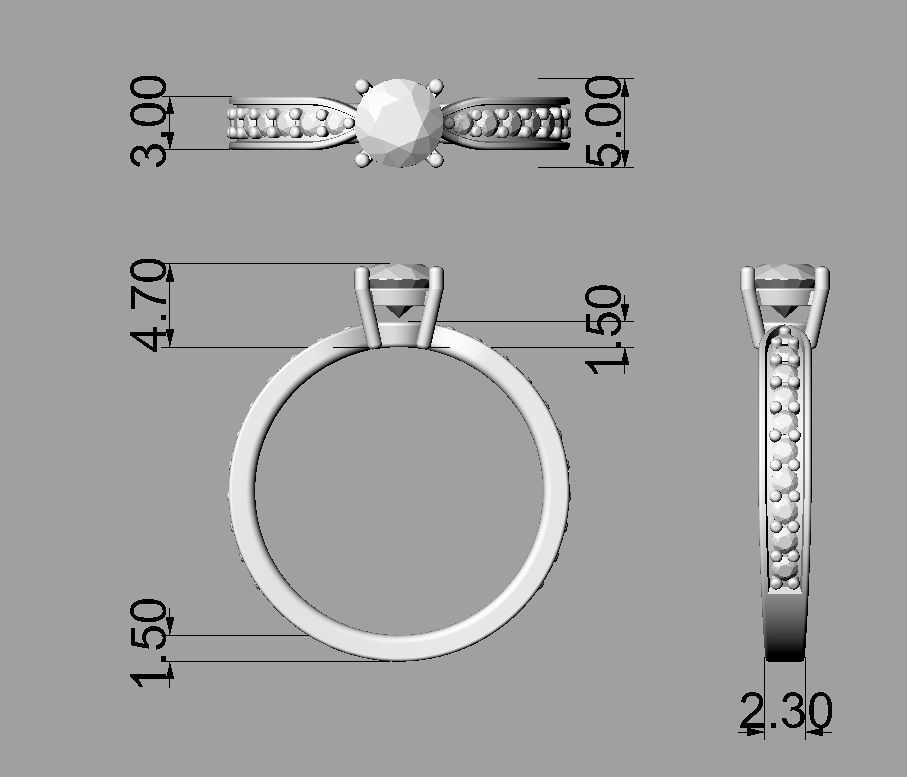 5mm Solitaire Ring 3D print model_4