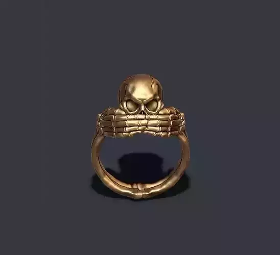 skeleton skull ring closing mouth
