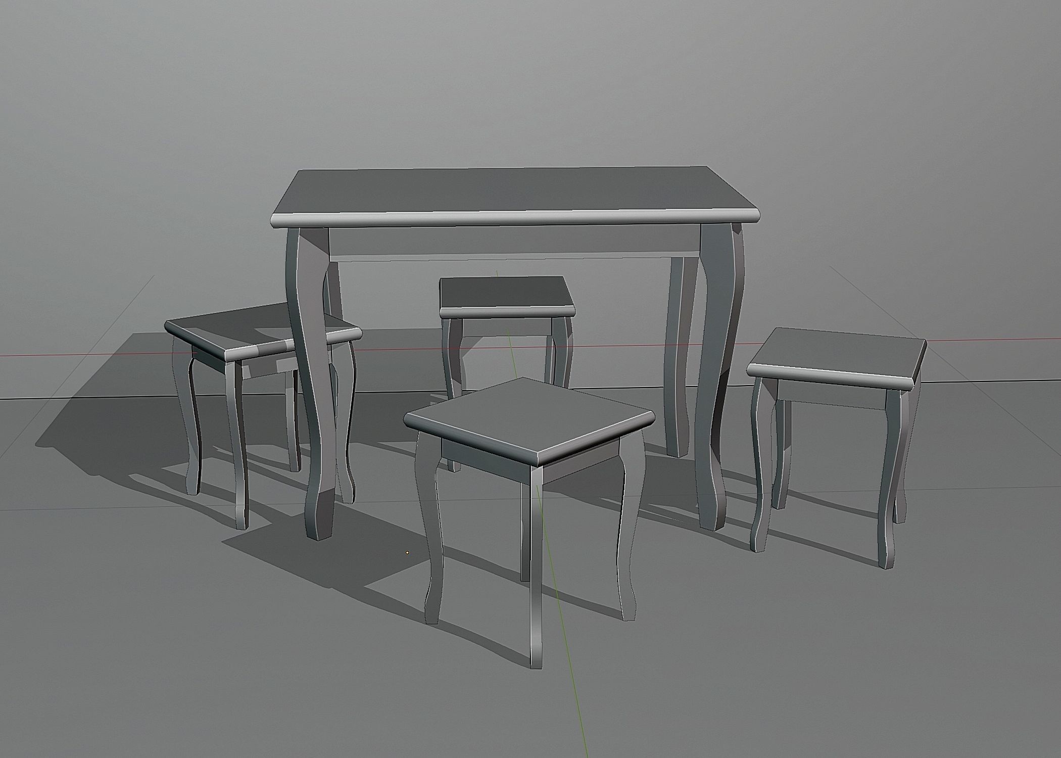 Simple set of kitchen furniture Low-poly 3D model_4