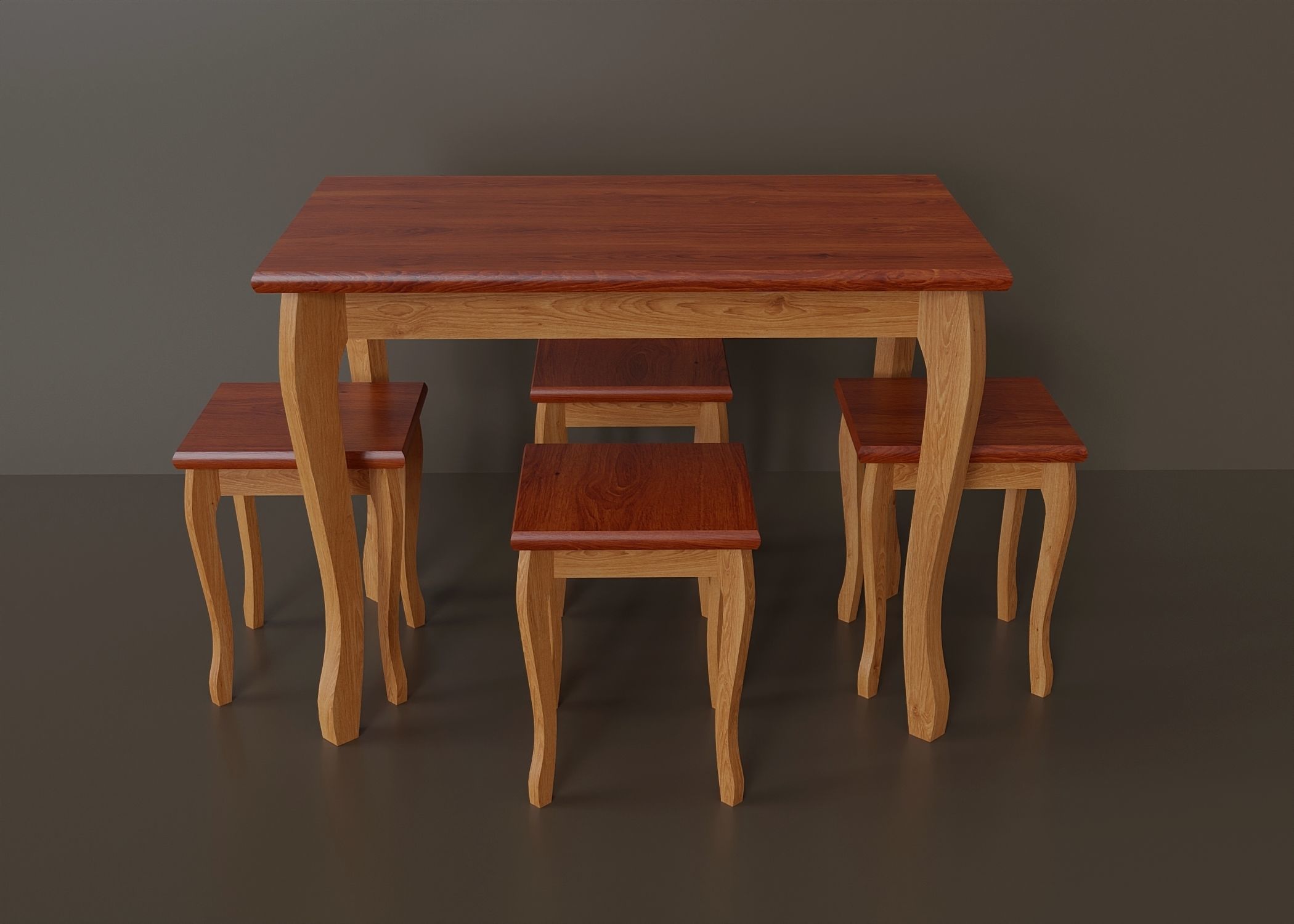 Simple set of kitchen furniture Low-poly 3D model_2