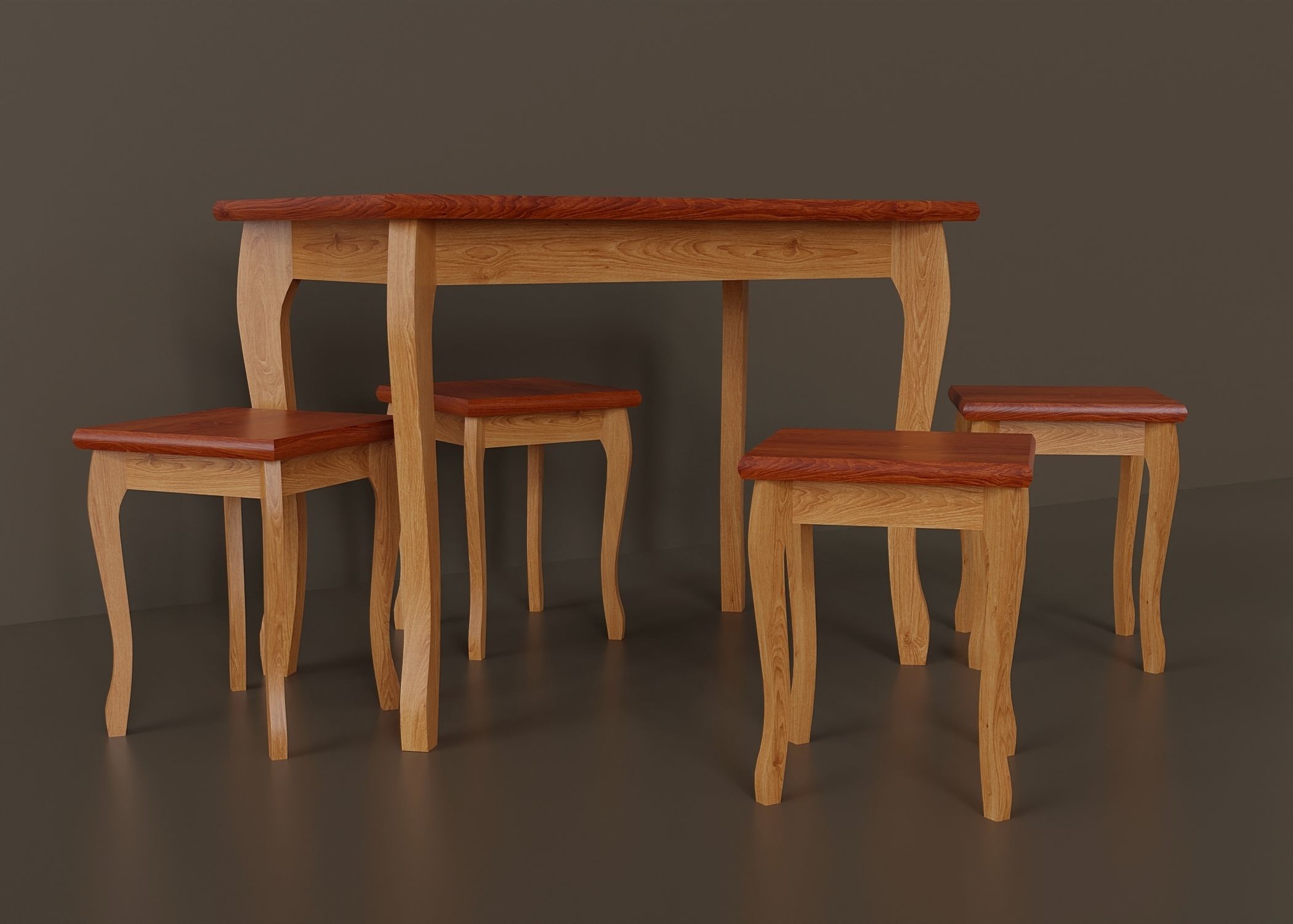 Simple set of kitchen furniture Low-poly 3D model_3
