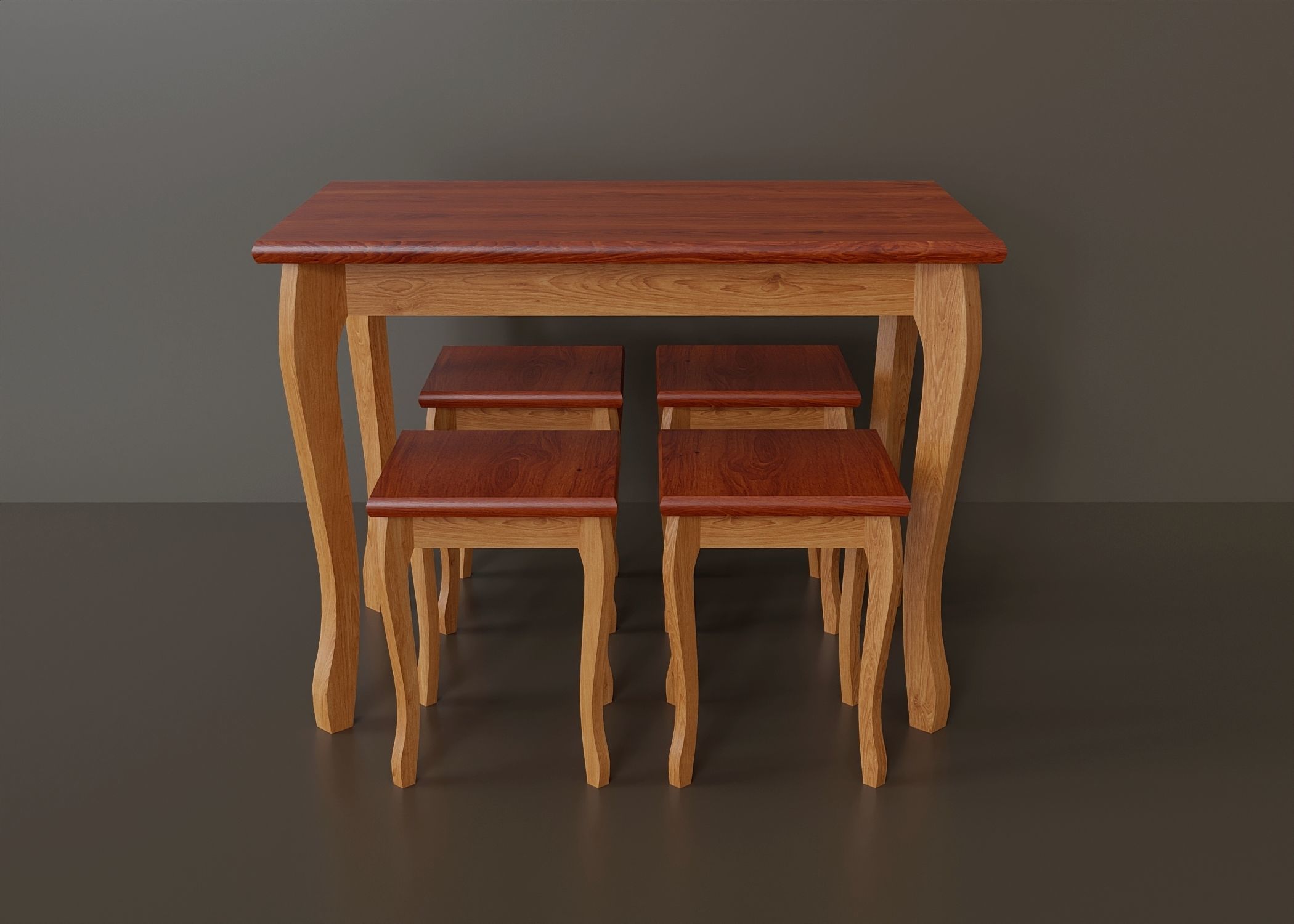 Simple set of kitchen furniture Low-poly 3D model_1