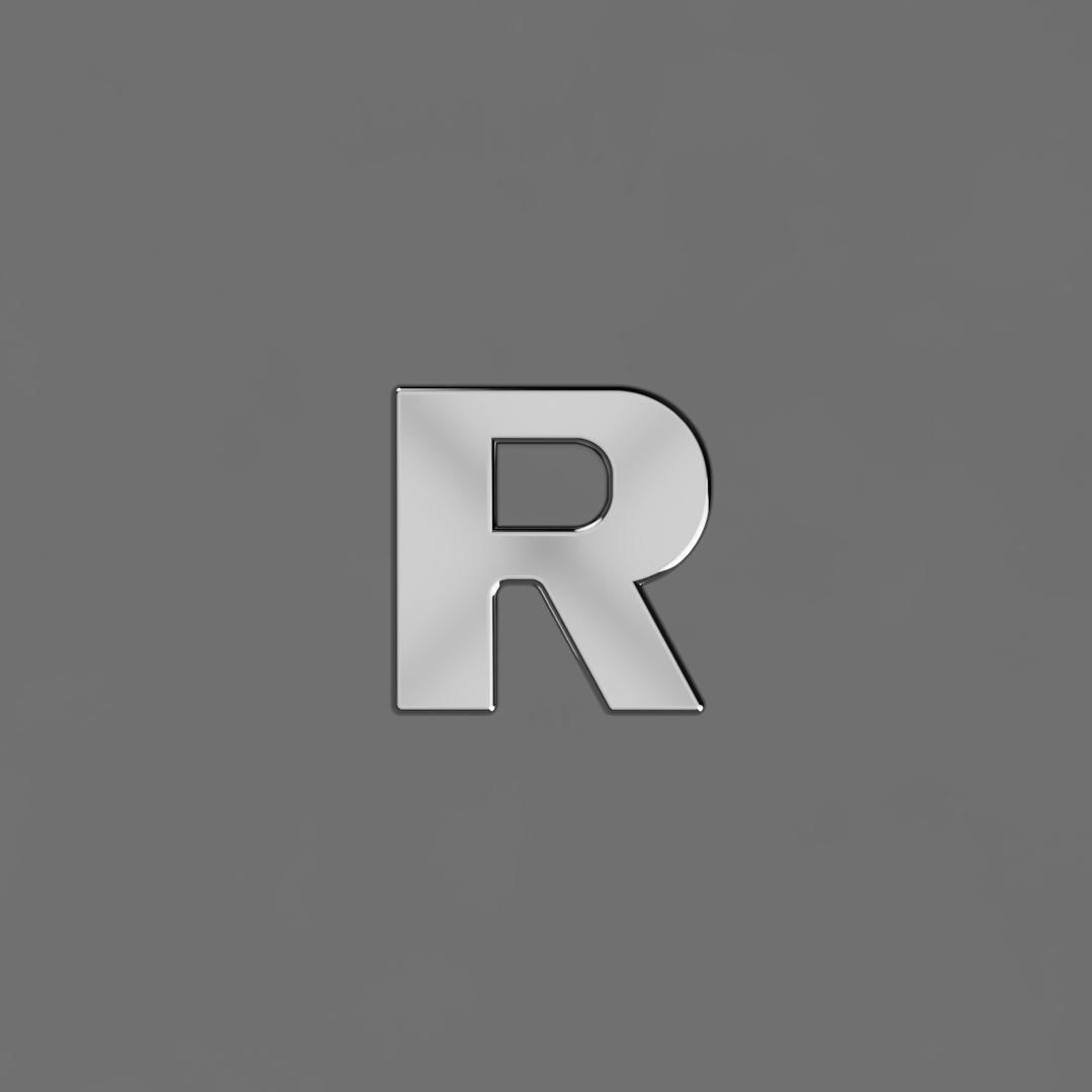 Alphabet R Letter Pendant 3D Model for Necklaces 3D print model_3