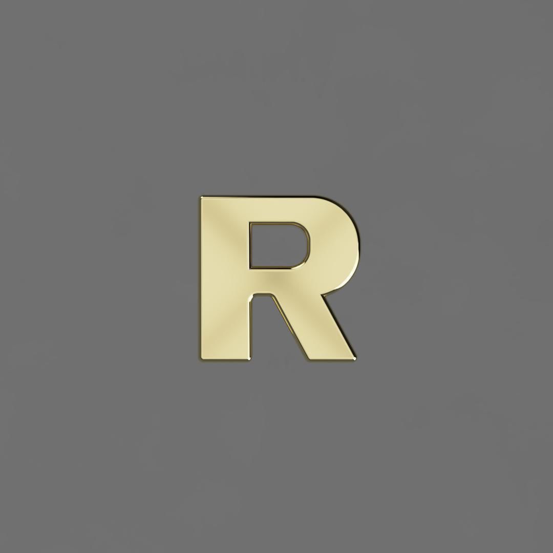 Alphabet R Letter Pendant 3D Model for Necklaces 3D print model_2