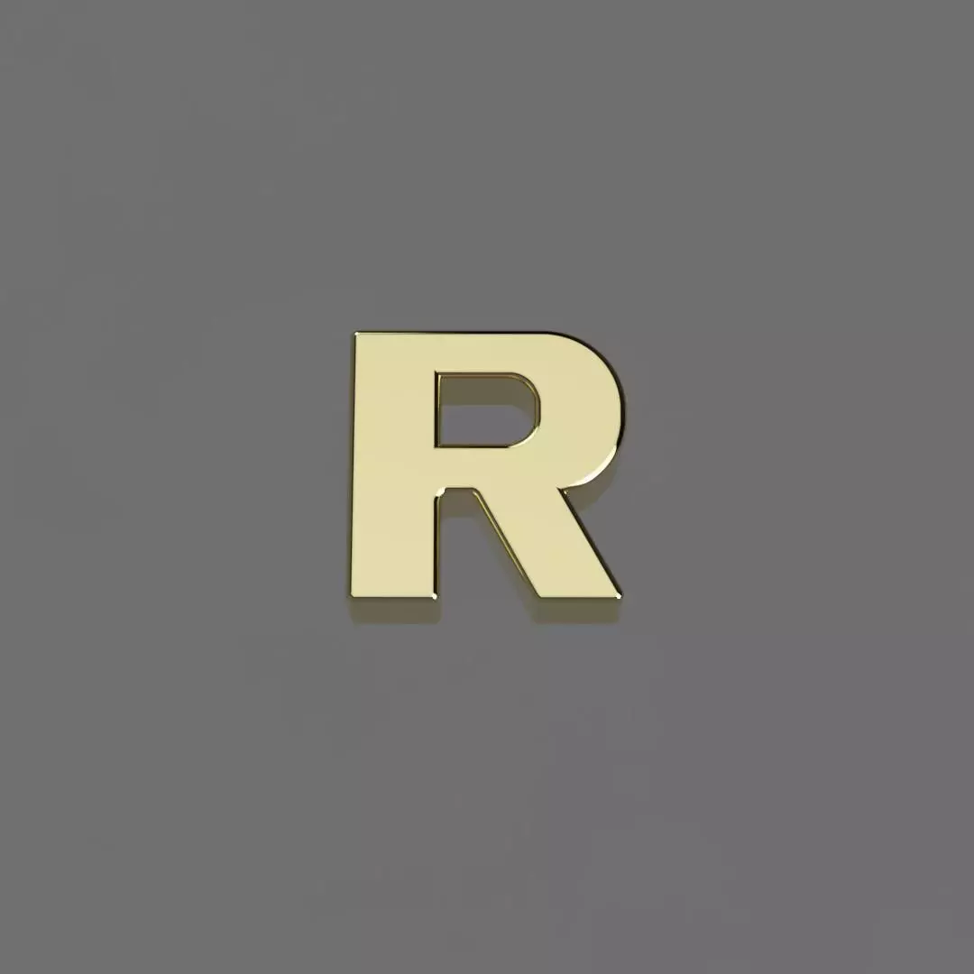Alphabet R Letter Pendant 3D Model for Necklaces 3D print model_0