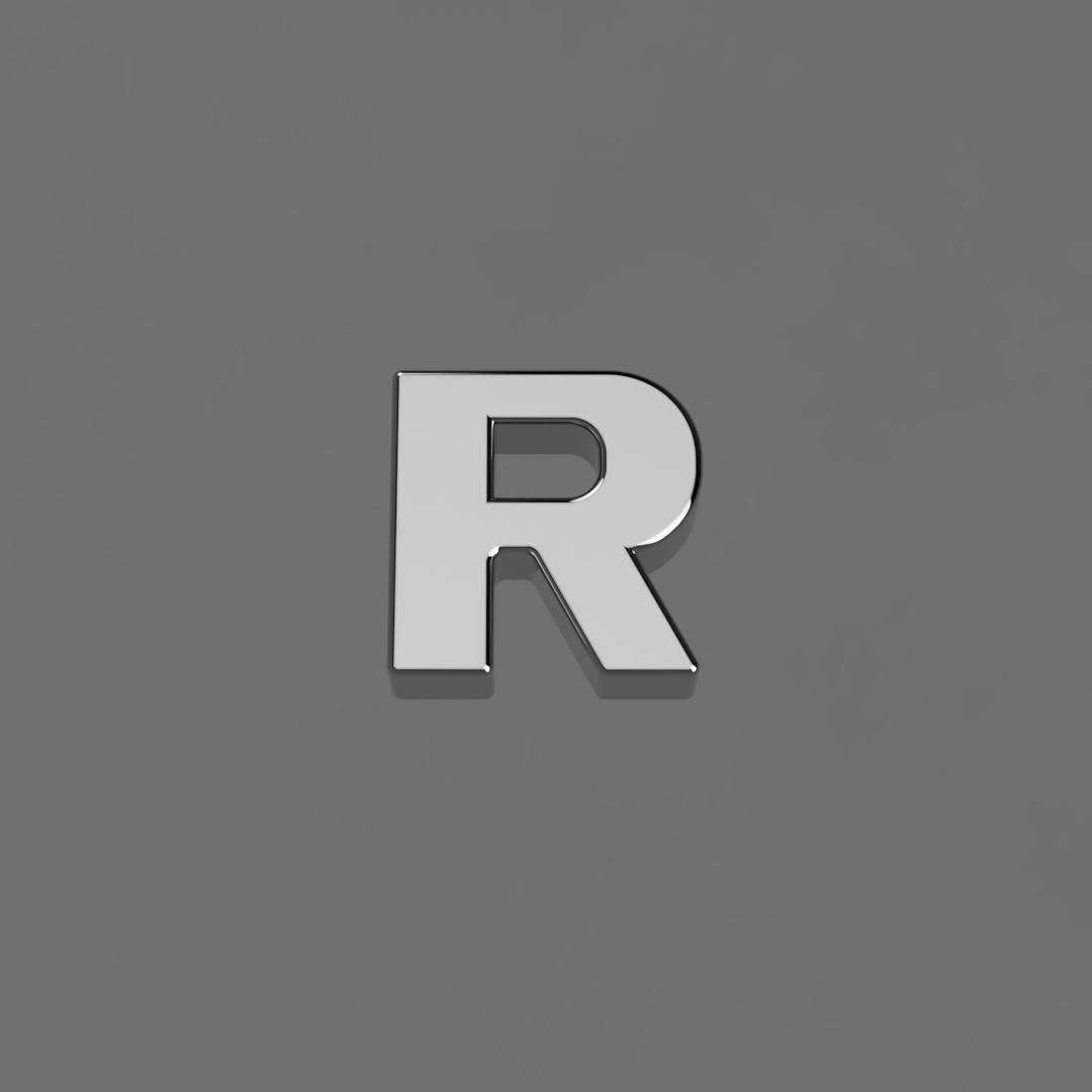 Alphabet R Letter Pendant 3D Model for Necklaces 3D print model_1