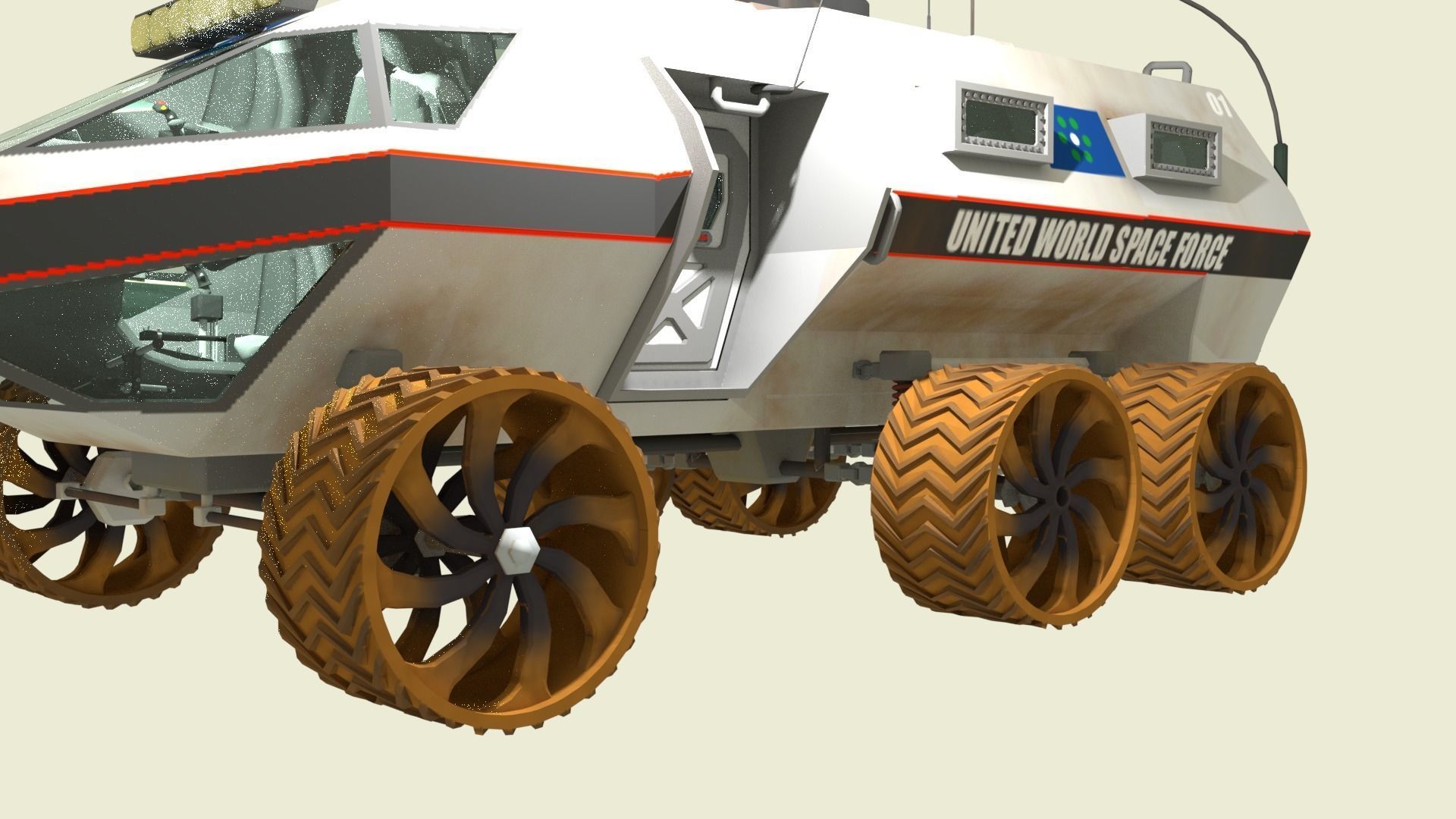 Mars Transportation Vehicle - Sci-Fi Armored Space Vehicle 3D model_6