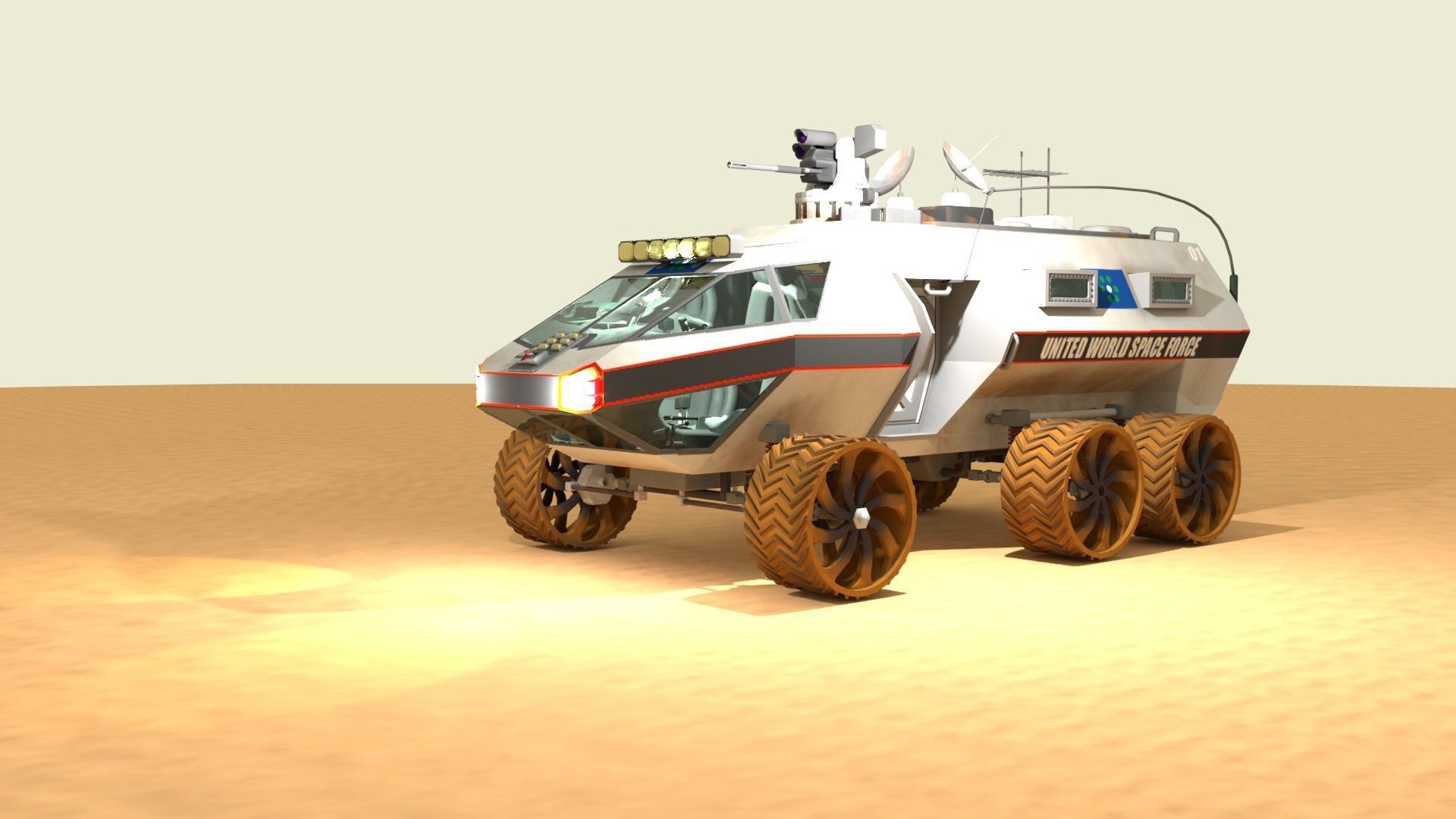 Mars Transportation Vehicle - Sci-Fi Armored Space Vehicle 3D model_23