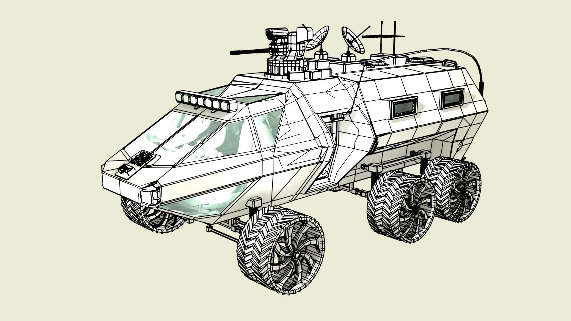Mars Transportation Vehicle - Sci-Fi Armored Space Vehicle 3D model_29