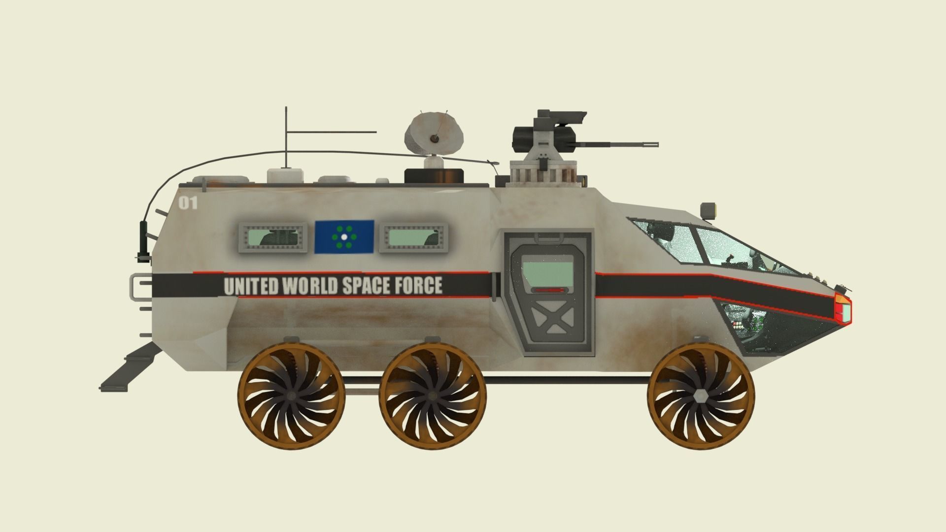 Mars Transportation Vehicle - Sci-Fi Armored Space Vehicle 3D model_9