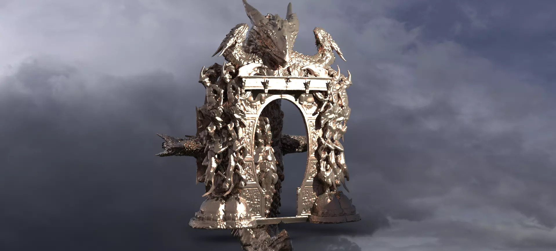 Dragon bone deity monolith Archway 6 3D model_0