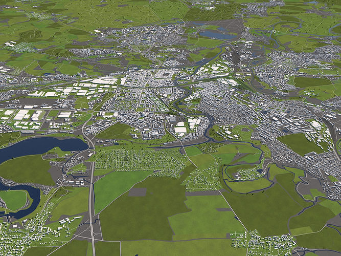 Pilsen Czech Republic 50x50km 3D City Map 3D model 4