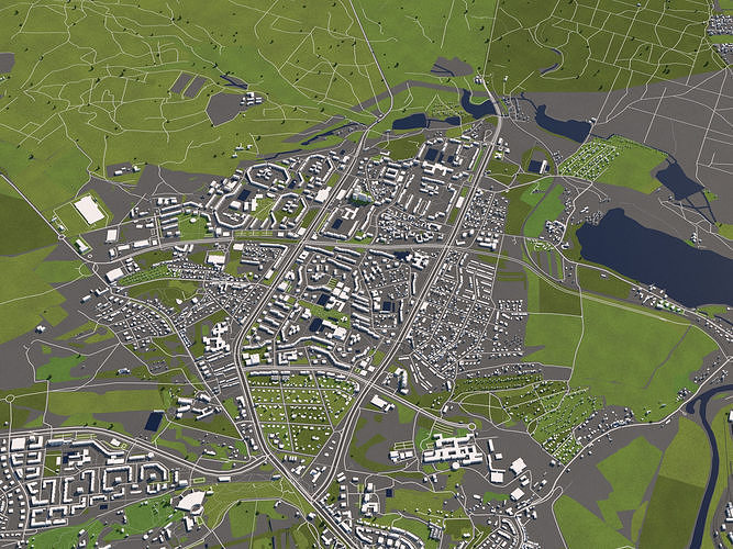 Pilsen Czech Republic 50x50km 3D City Map 3D model 3