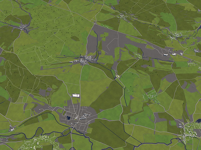 Pilsen Czech Republic 50x50km 3D City Map 3D model 7