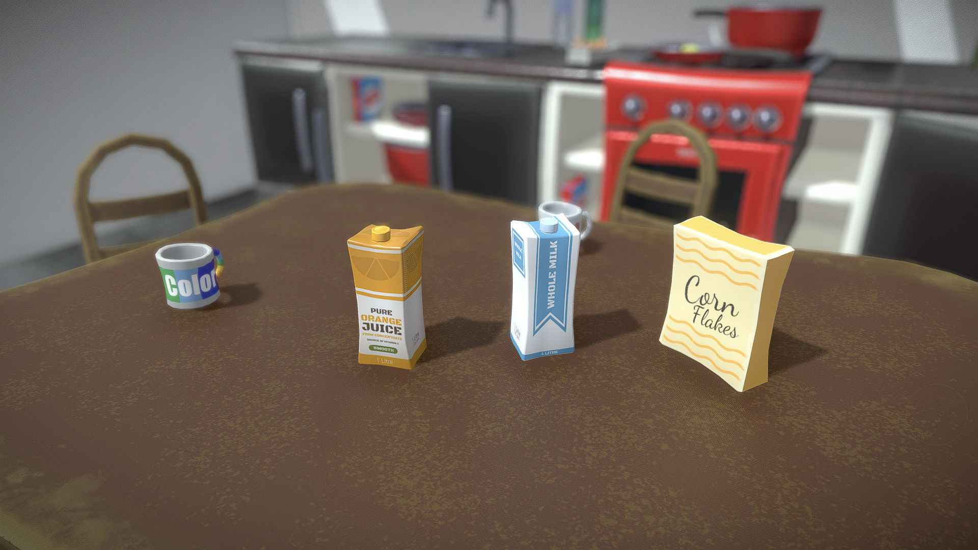 Stylized Kitchen Furniture Low-poly 3D model_4