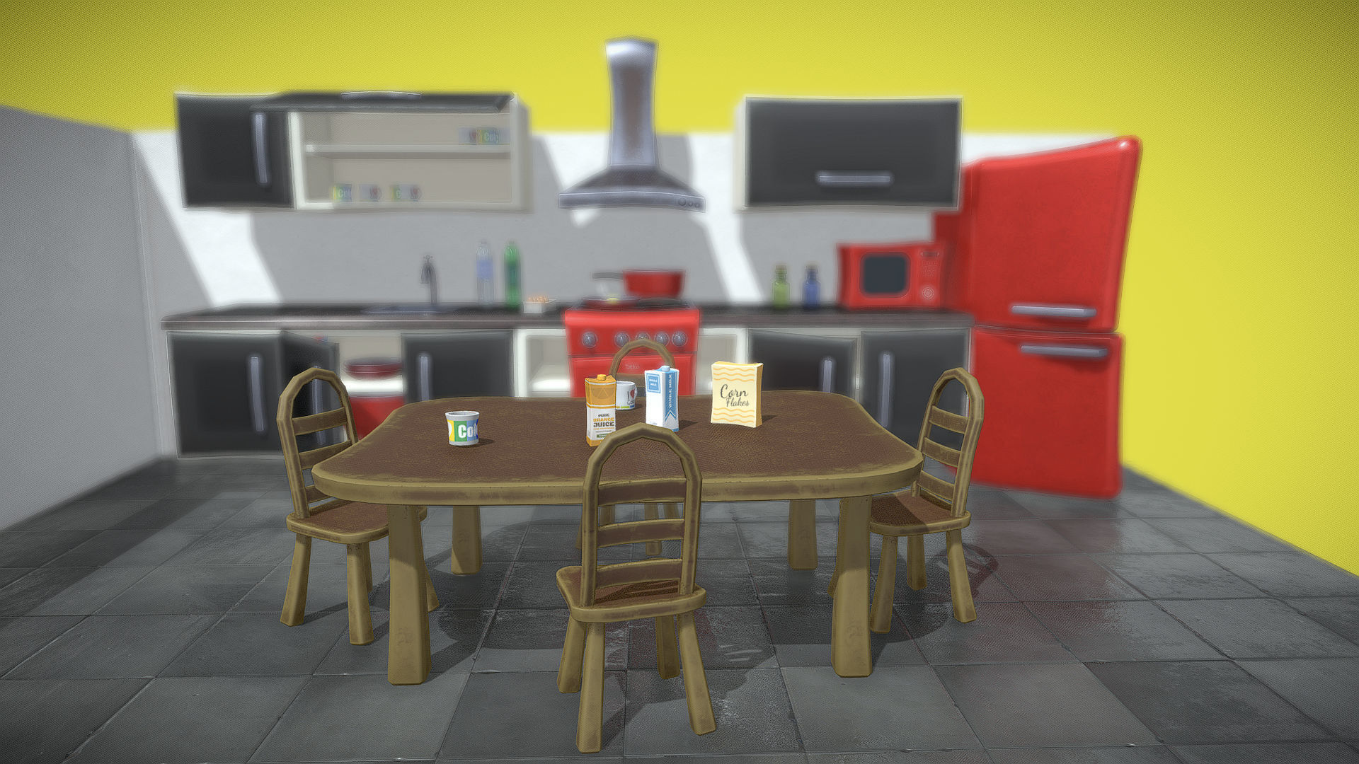 Stylized Kitchen Furniture Low-poly 3D model_6