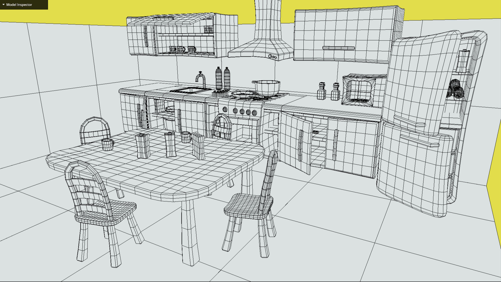 Stylized Kitchen Furniture Low-poly 3D model_1