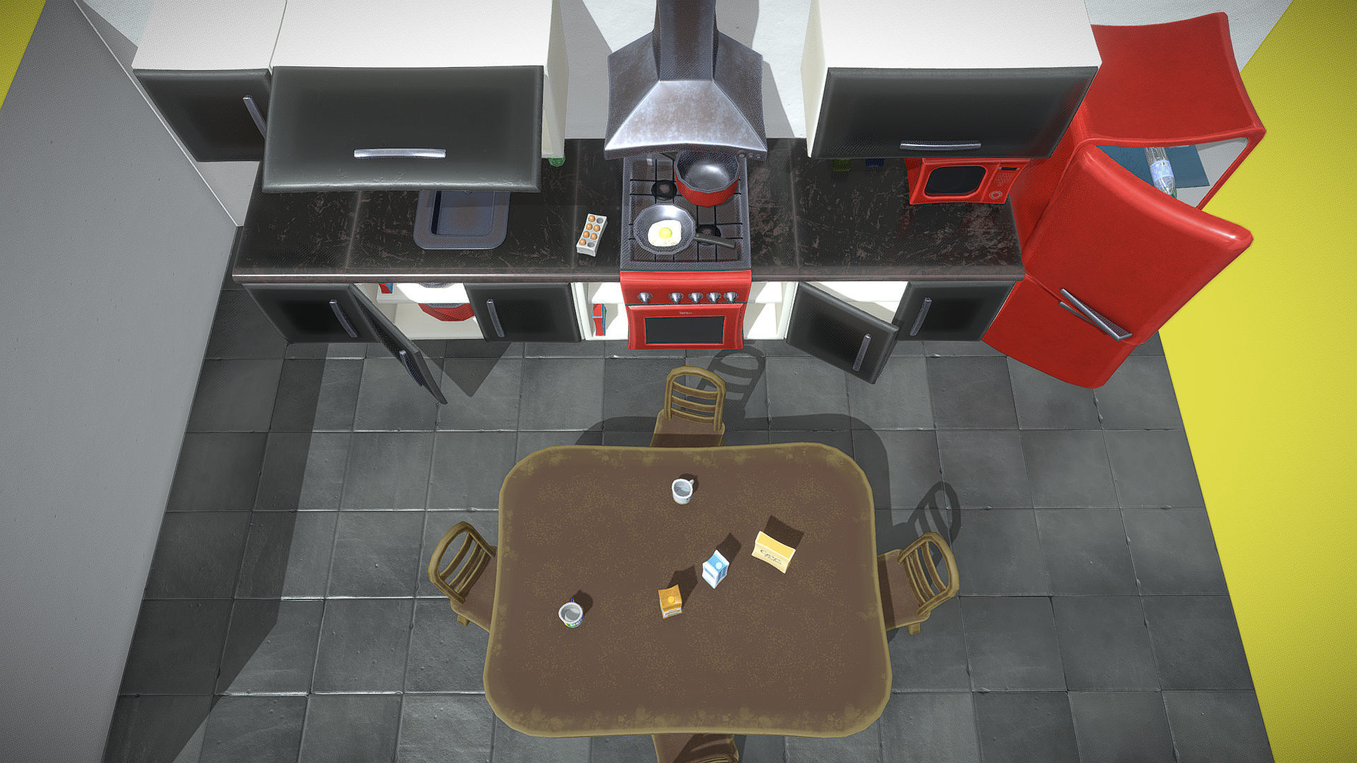 Stylized Kitchen Furniture Low-poly 3D model_2