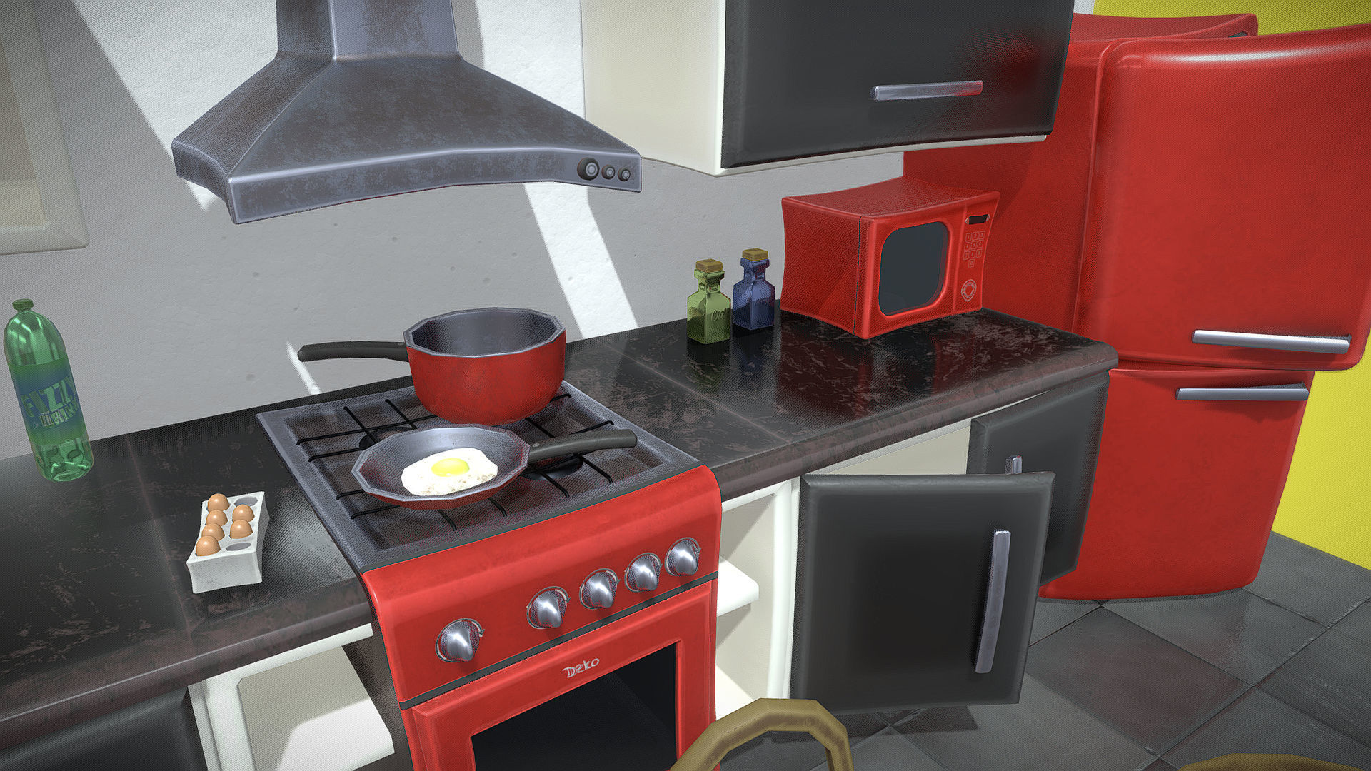Stylized Kitchen Furniture Low-poly 3D model_3