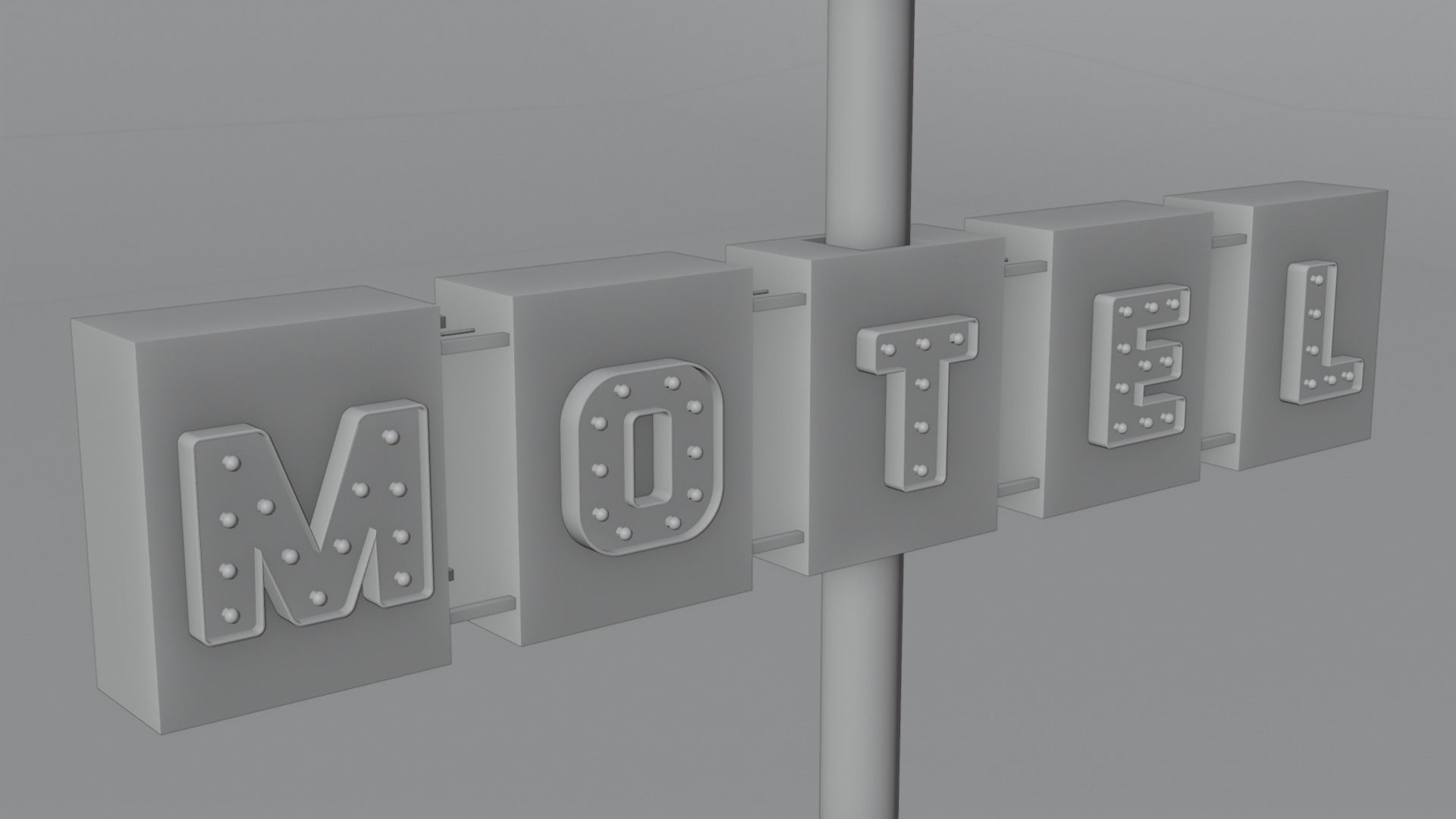 Large Retro Motel Sign with Antenna 4K 3D model_8