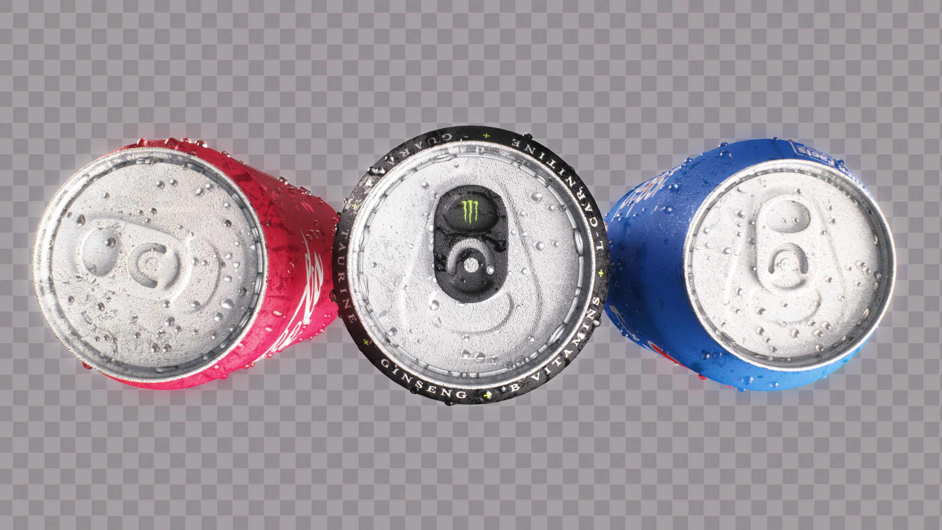 Soda Cans of Monster Coke and Pepsi Low-poly 3D model_3