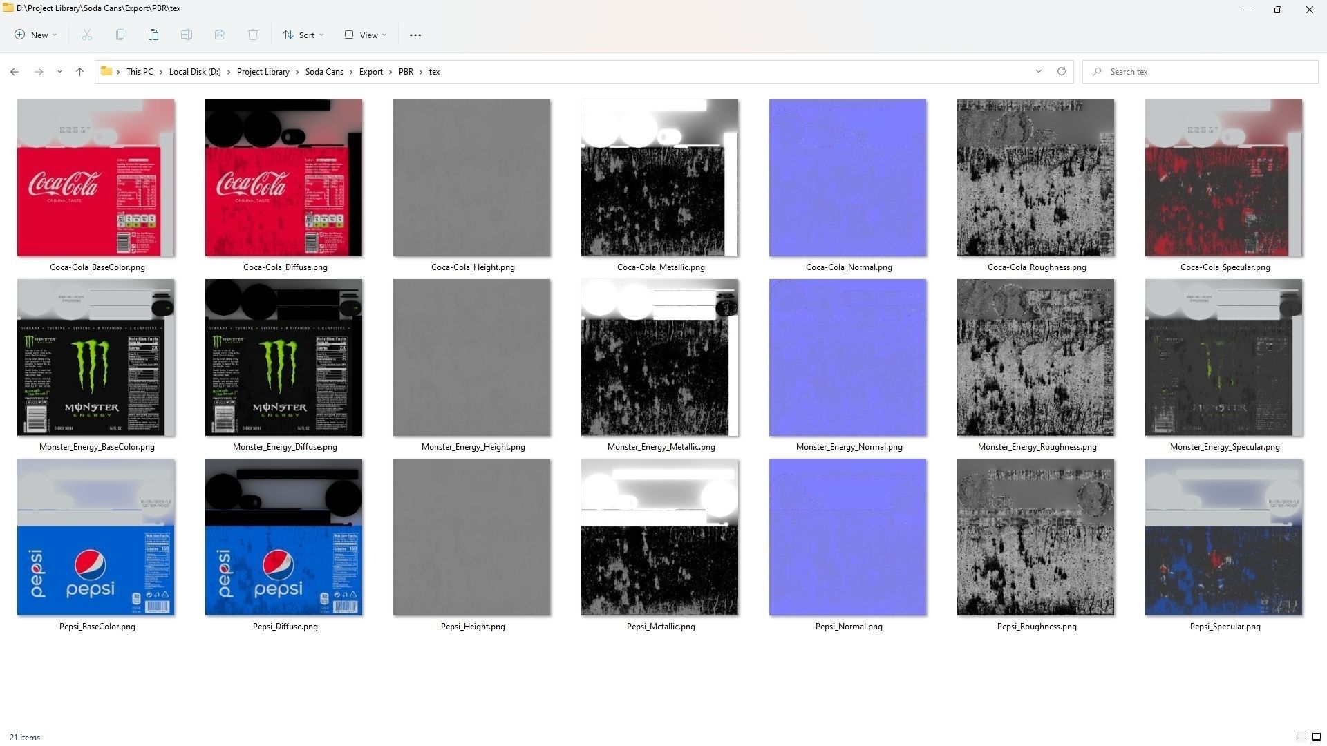 Soda Cans of Monster Coke and Pepsi Low-poly 3D model_20