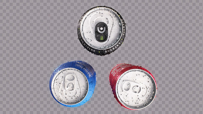 Soda Cans of Monster Coke and Pepsi Low-poly 3D model 6