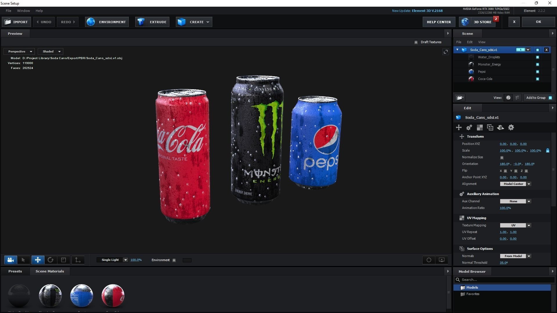 Soda Cans of Monster Coke and Pepsi Low-poly 3D model_25