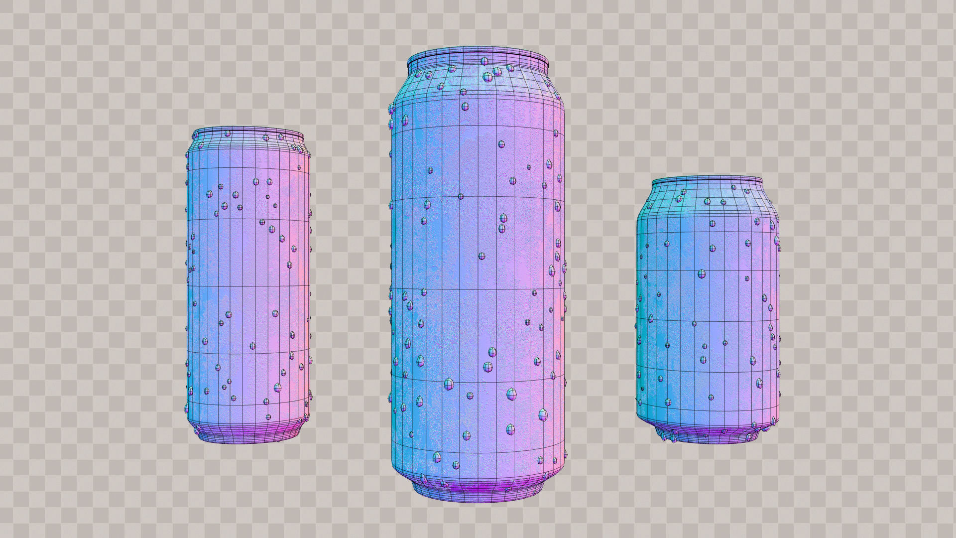 Soda Cans of Monster Coke and Pepsi Low-poly 3D model_5