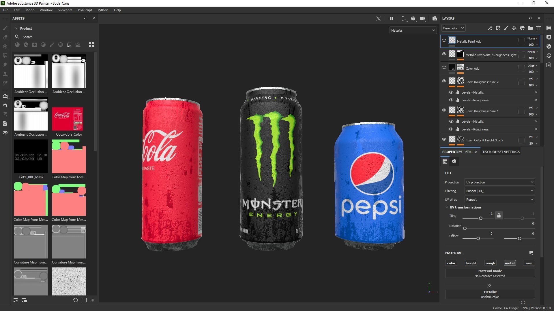 Soda Cans of Monster Coke and Pepsi Low-poly 3D model_24