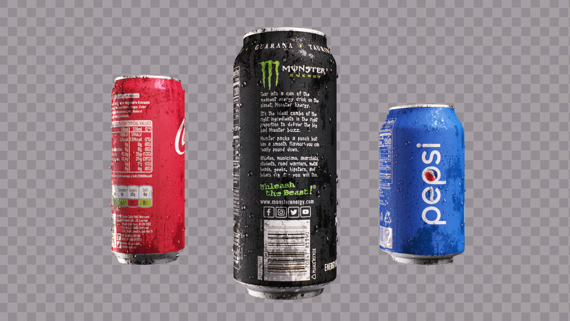 Soda Cans of Monster Coke and Pepsi Low-poly 3D model_14