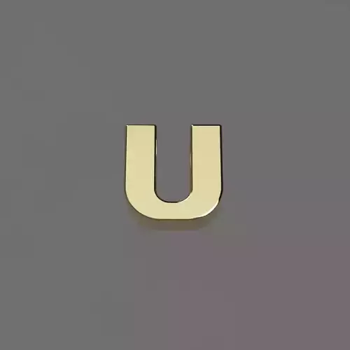 Alphabet U Letter Pendant 3D Model for Necklaces