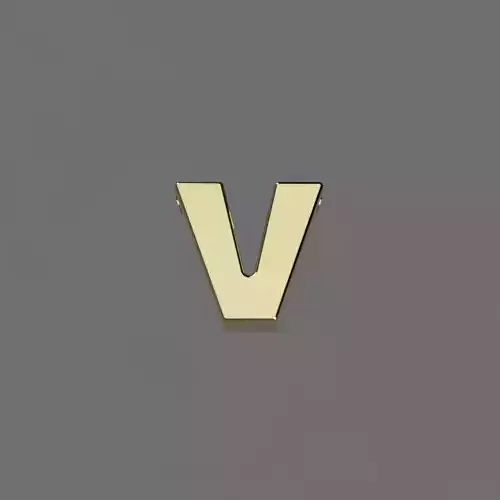 Alphabet V Letter Pendant 3D Model for Necklaces