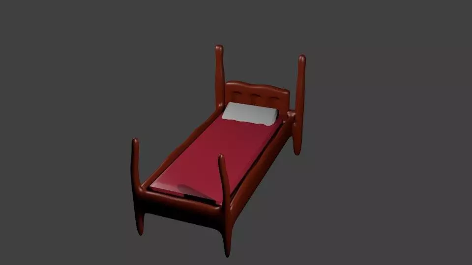 bed 3d wooden Free 3D model