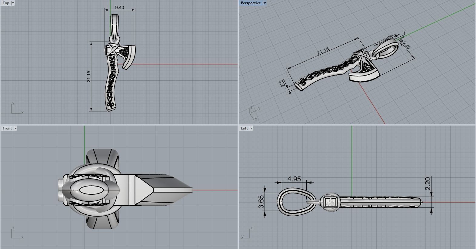 Axe pendant model 278 3D print model_4