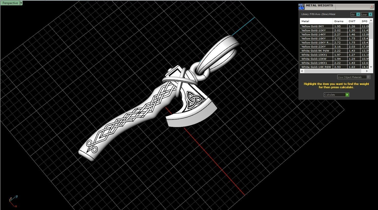 Axe pendant model 278 3D print model_5